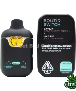 Boutiq Switch 2g Disposable – Starburst Diesel + Peach Ringz (Sativa/Hybrid) Liquid Live Diamond